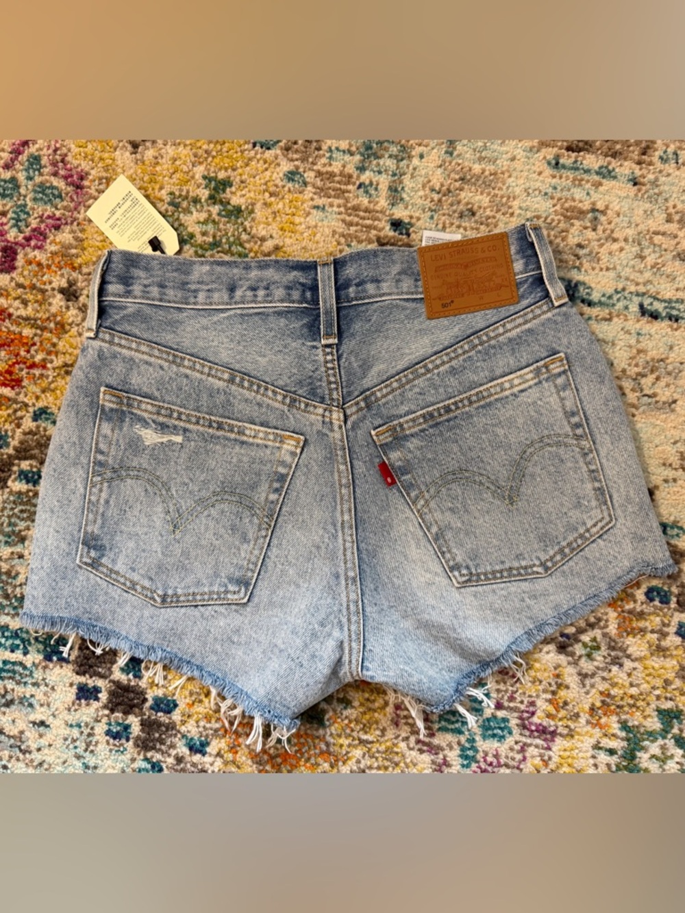 Levi's Medium Blue High-Rise Button-Fly Denim Shorts